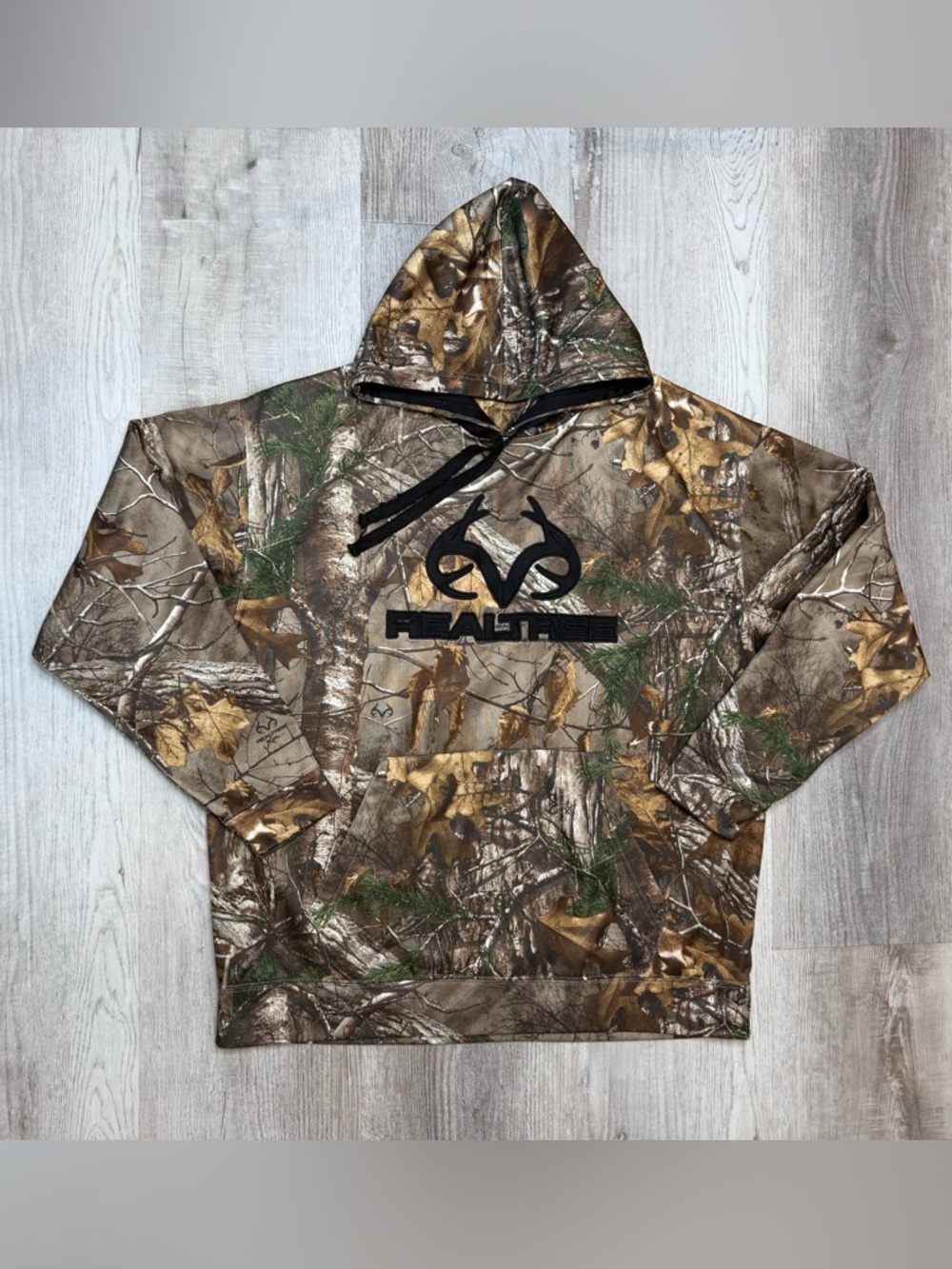 Realtree Woodland Forest Camo Hoodie with Logo Moisturize Wicking Mens size XXL